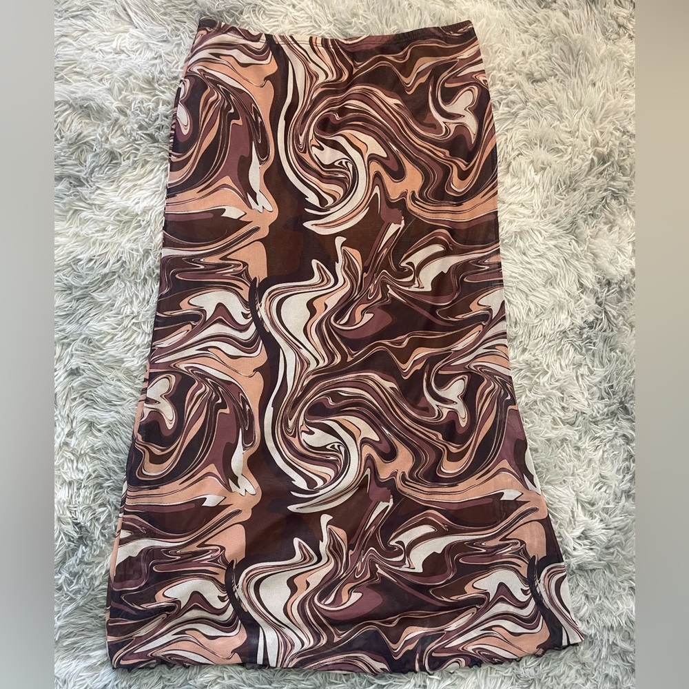 Brand: SHEIN, Brown mixed with light brown and white. Pencil skirt